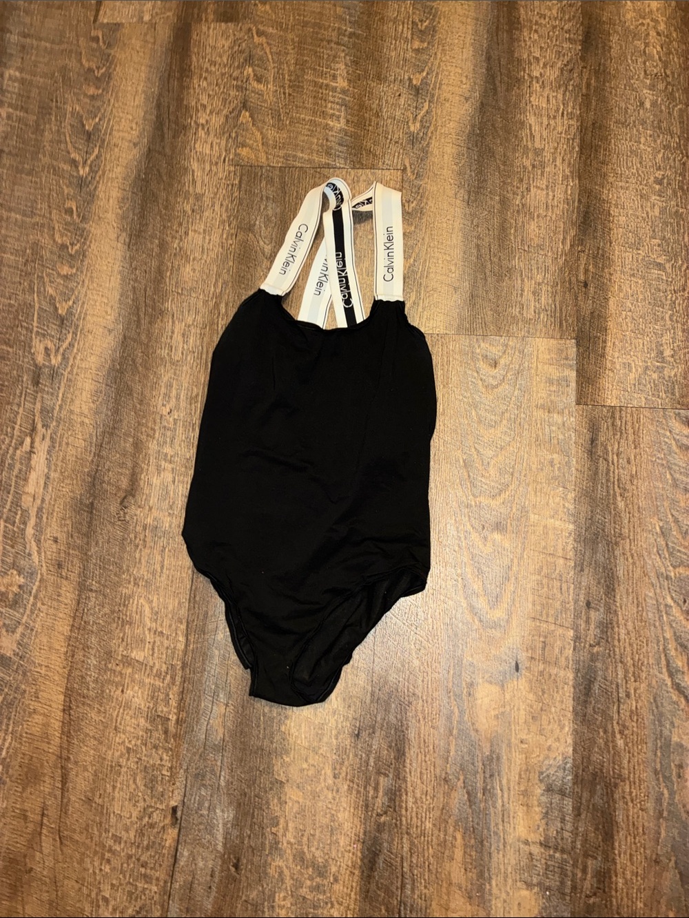 Calvin Klein Black Kids One-Piece with White Logo Straps